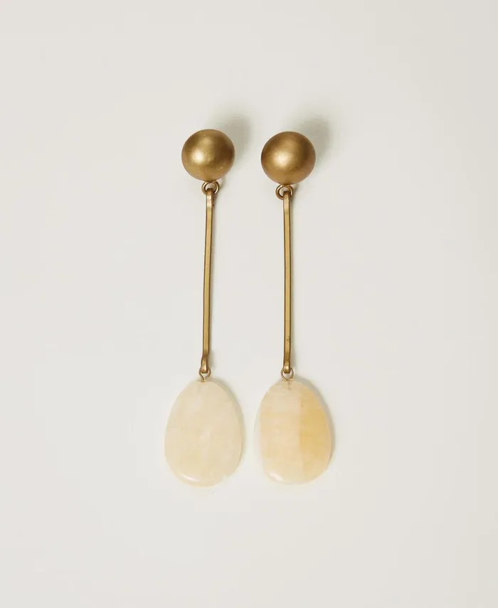Twinset Metal Earring With Stone Ochre Yellow Women Jewellery Twinset Metal Earring With Stone Ochre Yellow Women Jewellery