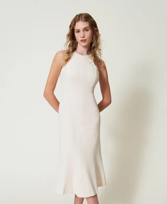 Twinset Midi Dress With Halter Neck Old White Women Dresses
