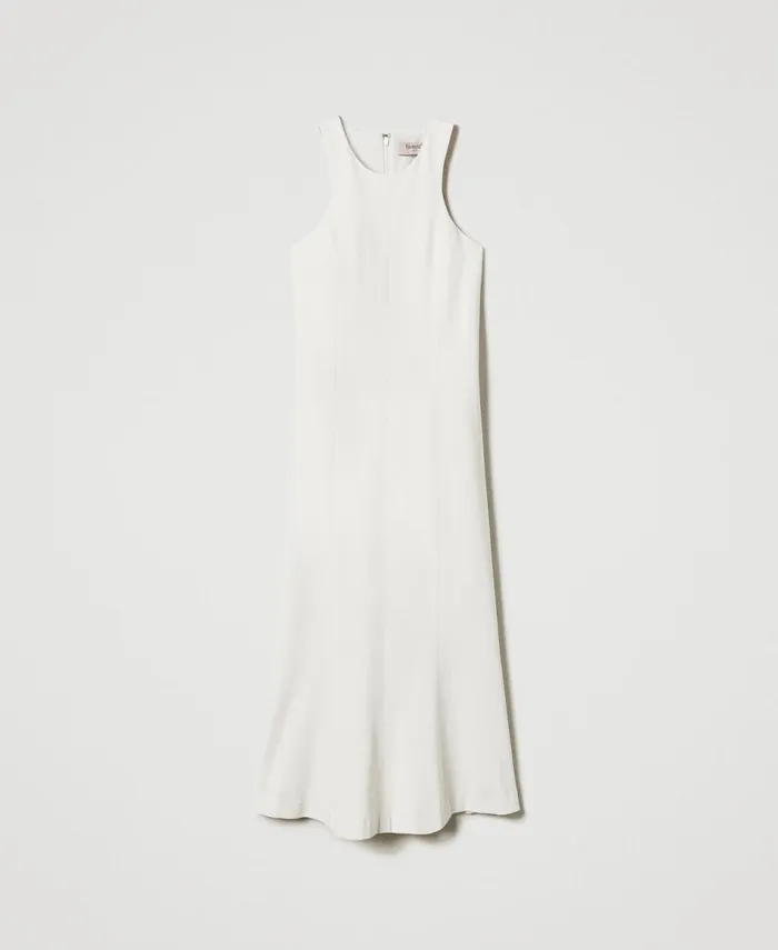 Twinset Midi Dress With Halter Neck Old White Women Dresses Twinset Midi Dress With Halter Neck Old White Women Dresses