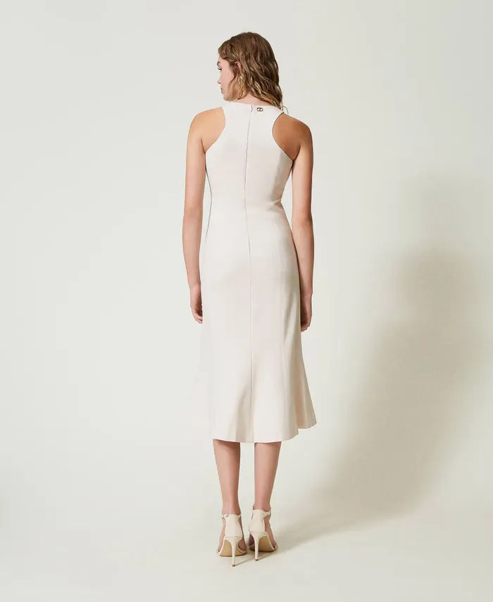 Twinset Midi Dress With Halter Neck Old White Women Dresses Twinset Midi Dress With Halter Neck Old White Women Dresses