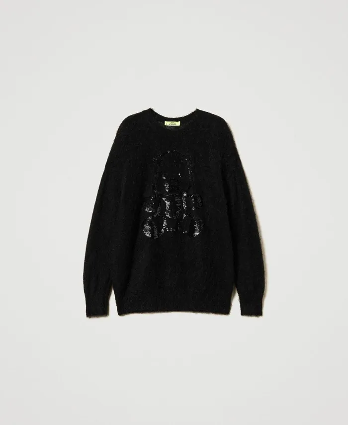 Twinset Myfo Wool And Mohair Blend Jumper Black Women Jumpers And Cardigans Twinset Myfo Wool And Mohair Blend Jumper Black Women Jumpers And Cardigans