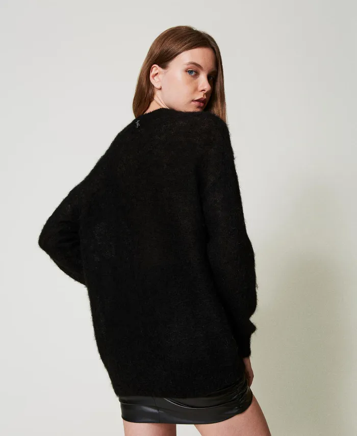 Twinset Myfo Wool And Mohair Blend Jumper Black Women Jumpers And Cardigans Twinset Myfo Wool And Mohair Blend Jumper Black Women Jumpers And Cardigans