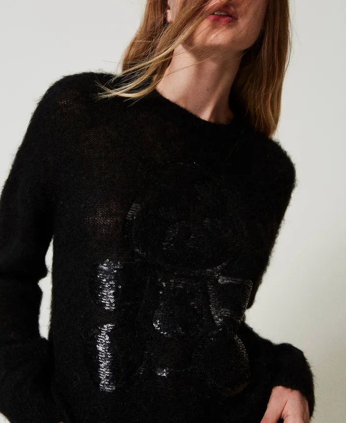 Twinset Myfo Wool And Mohair Blend Jumper Black Women Jumpers And Cardigans Twinset Myfo Wool And Mohair Blend Jumper Black Women Jumpers And Cardigans