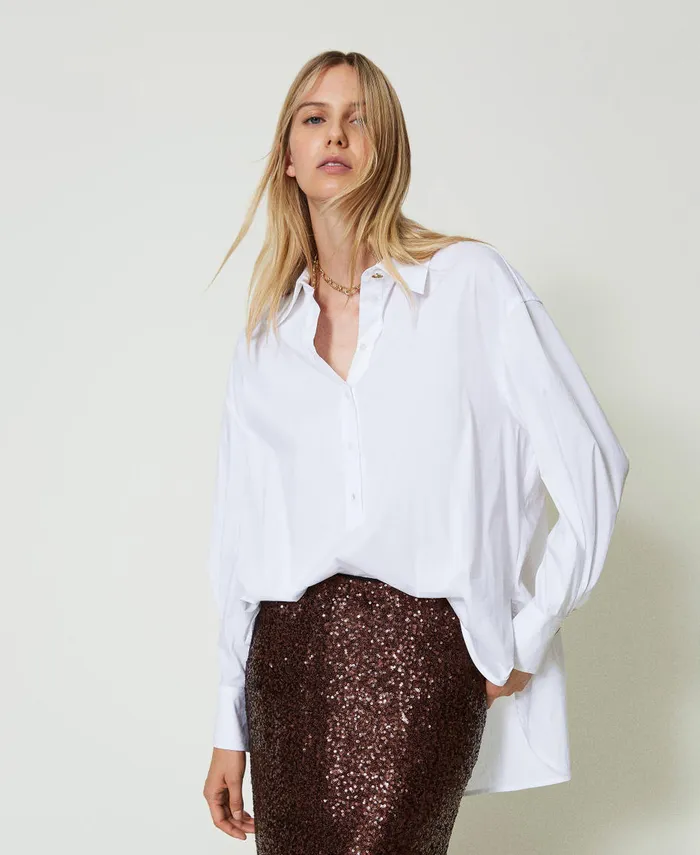 Twinset Poplin Polo Blouse White Women Blouses And Shirts