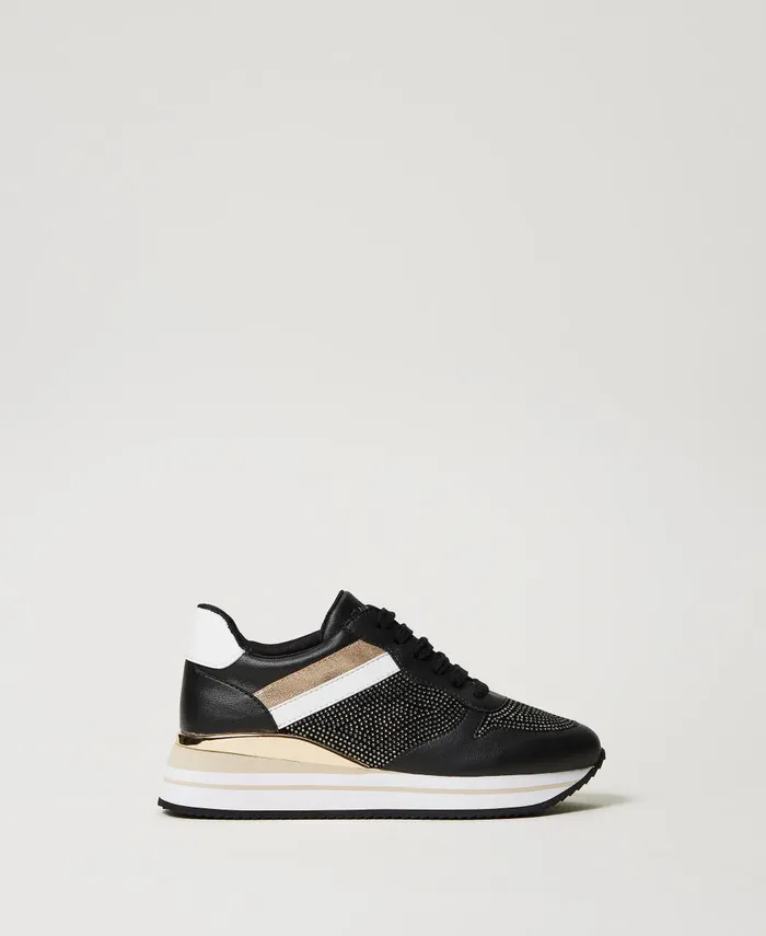 Twinset Running Trainers With Rhinestones Black Women Trainers