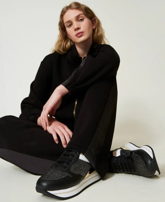 Twinset Running Trainers With Rhinestones Black Women Trainers Twinset Running Trainers With Rhinestones Black Women Trainers