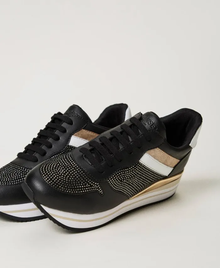 Twinset Running Trainers With Rhinestones Black Women Trainers Twinset Running Trainers With Rhinestones Black Women Trainers