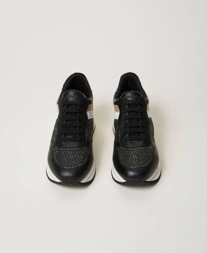 Twinset Running Trainers With Rhinestones Black Women Trainers Twinset Running Trainers With Rhinestones Black Women Trainers