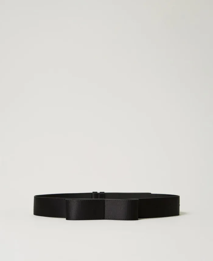 Twinset Satin Belt With Bow Black Women Belts
