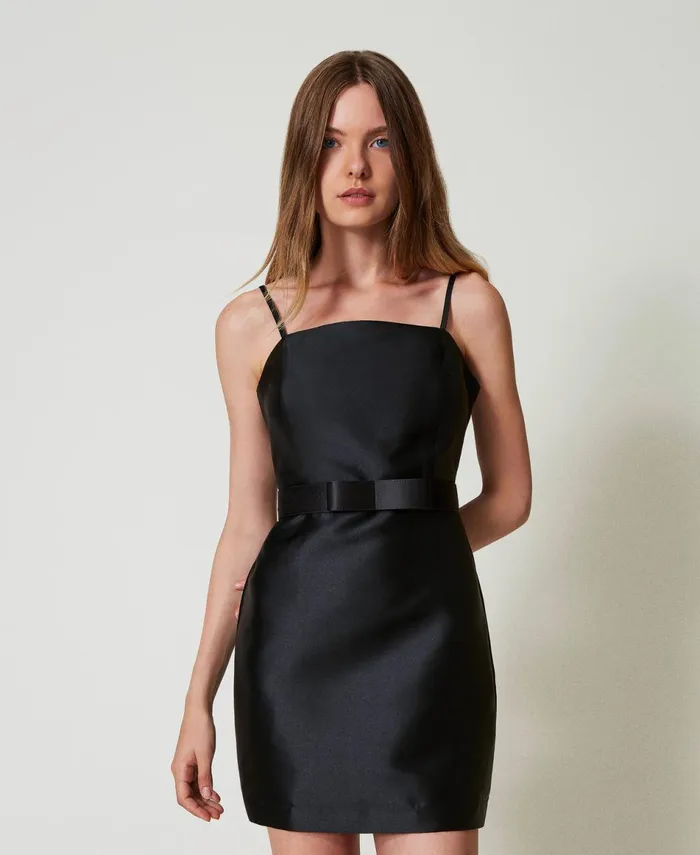 Twinset Satin Belt With Bow Black Women Belts Twinset Satin Belt With Bow Black Women Belts