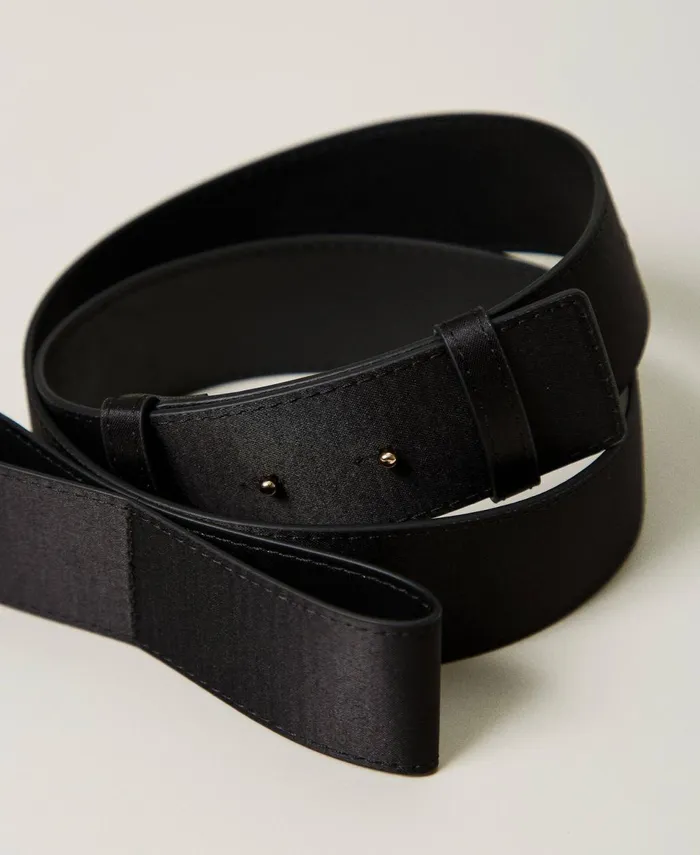 Twinset Satin Belt With Bow Black Women Belts Twinset Satin Belt With Bow Black Women Belts