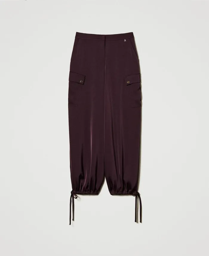 Twinset Satin Cargo Trousers Potent Purple Women Suits And Sets Twinset Satin Cargo Trousers Potent Purple Women Suits And Sets