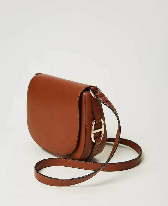 Twinset Shoulder Bag With Oval T Buckle Leather Brown Women Cross Body Bags Twinset Shoulder Bag With Oval T Buckle Leather Brown Women Cross Body Bags