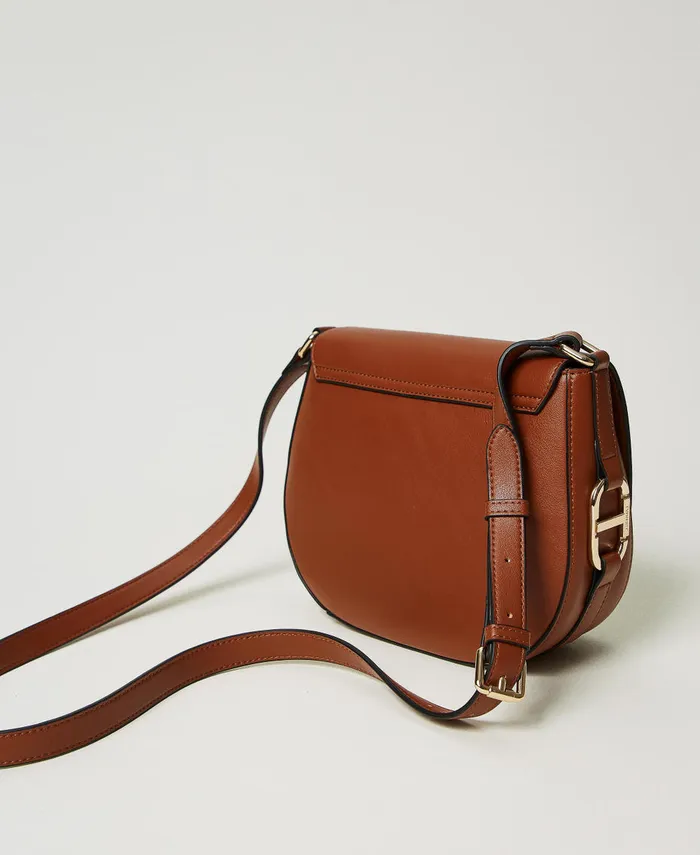 Twinset Shoulder Bag With Oval T Buckle Leather Brown Women Cross Body Bags Twinset Shoulder Bag With Oval T Buckle Leather Brown Women Cross Body Bags