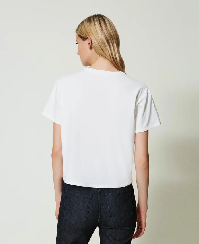 Twinset TShirt With HeartShaped Clasp Off White Women TShirts And Tops Twinset TShirt With HeartShaped Clasp Off White Women TShirts And Tops