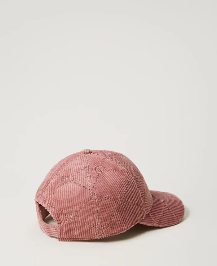 Twinset Velvet Baseball Cap With Oval T Ruby Chocolate Pink Women Hats Twinset Velvet Baseball Cap With Oval T Ruby Chocolate Pink Women Hats