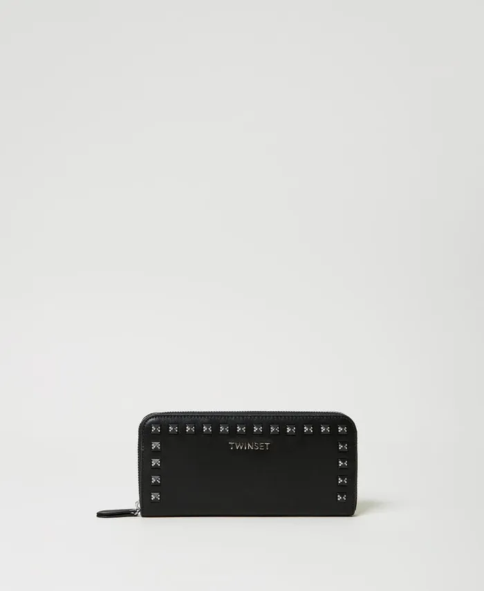Twinset ZipAround Wallet With Studs Black Women Wallets And Keyrings