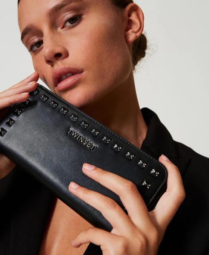 Twinset ZipAround Wallet With Studs Black Women Wallets And Keyrings Twinset ZipAround Wallet With Studs Black Women Wallets And Keyrings