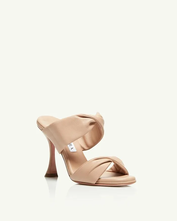 Twist Sandal 95 Beige Women Aquazzura Slides and Mules