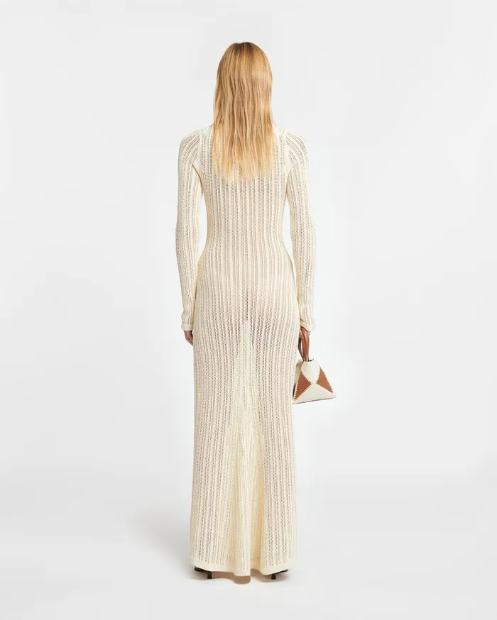 Valene Crochet Maxi Dress Creme Women Nanushka Dresses