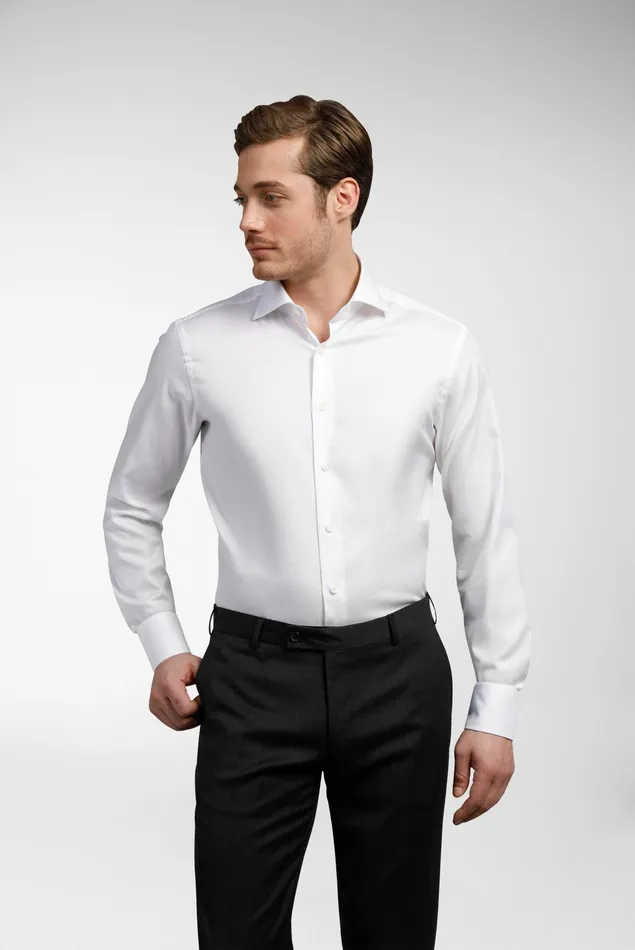 Van Laack Business Shirts Men Structured Plain Shirt NattBasket Weave