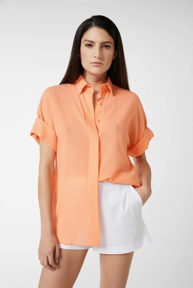 Van Laack Casual Blouses Women Shortsleeved Shirt Blouse With Rolledup Sleeves