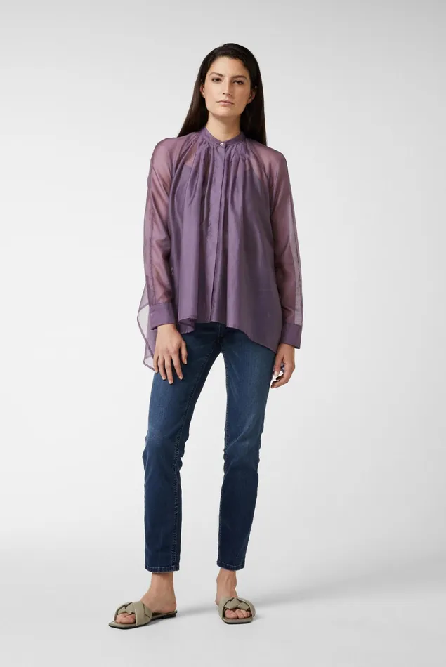 Van Laack Casual Blouses Women Tencel Blouse With Asymmetric Hem Purple Van Laack Casual Blouses Women Tencel Blouse With Asymmetric Hem Purple