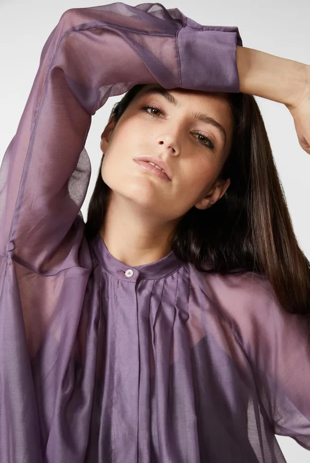 Van Laack Casual Blouses Women Tencel Blouse With Asymmetric Hem Purple Van Laack Casual Blouses Women Tencel Blouse With Asymmetric Hem Purple