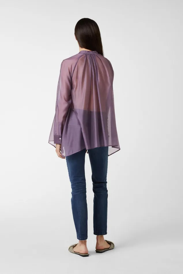 Van Laack Casual Blouses Women Tencel Blouse With Asymmetric Hem Purple Van Laack Casual Blouses Women Tencel Blouse With Asymmetric Hem Purple