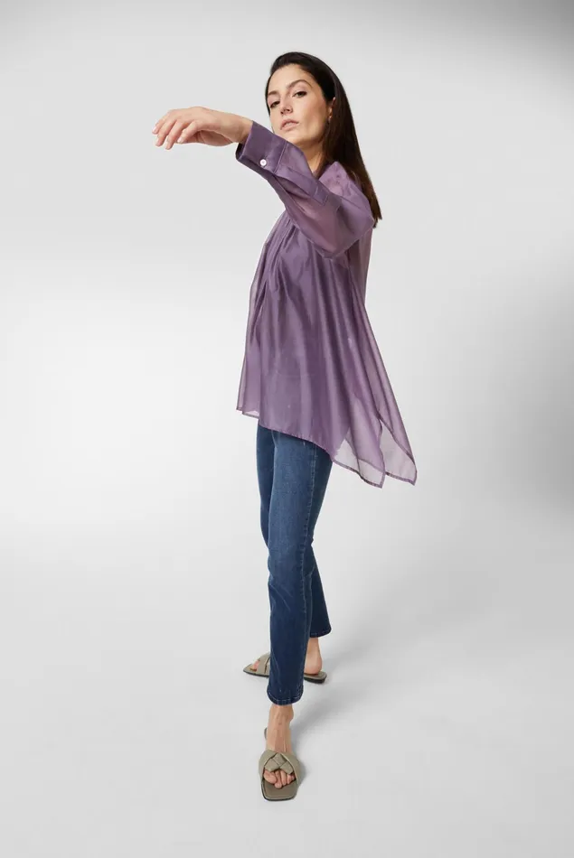 Van Laack Casual Blouses Women Tencel Blouse With Asymmetric Hem Purple Van Laack Casual Blouses Women Tencel Blouse With Asymmetric Hem Purple