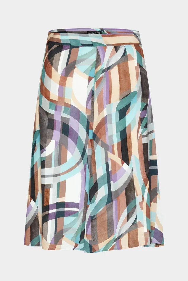 Van Laack Dresses and Skirts Women Flared Viscose Mini Skirt With Geometric Print Van Laack Dresses and Skirts Women Flared Viscose Mini Skirt With Geometric Print