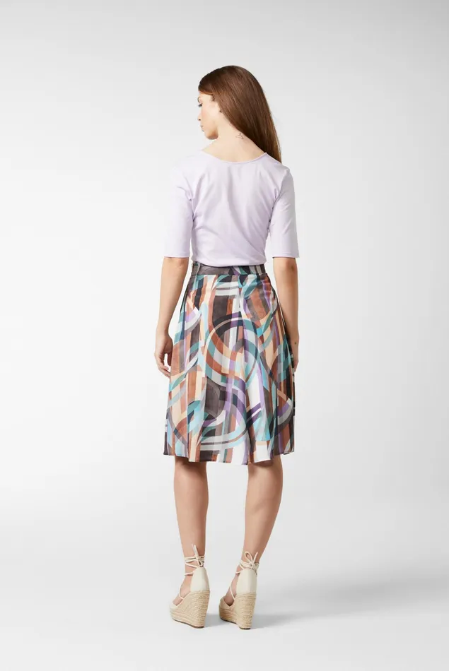 Van Laack Dresses and Skirts Women Flared Viscose Mini Skirt With Geometric Print Van Laack Dresses and Skirts Women Flared Viscose Mini Skirt With Geometric Print
