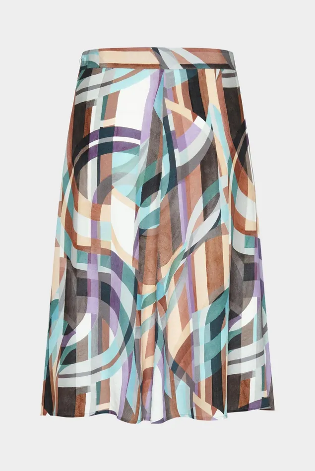 Van Laack Dresses and Skirts Women Flared Viscose Mini Skirt With Geometric Print Van Laack Dresses and Skirts Women Flared Viscose Mini Skirt With Geometric Print