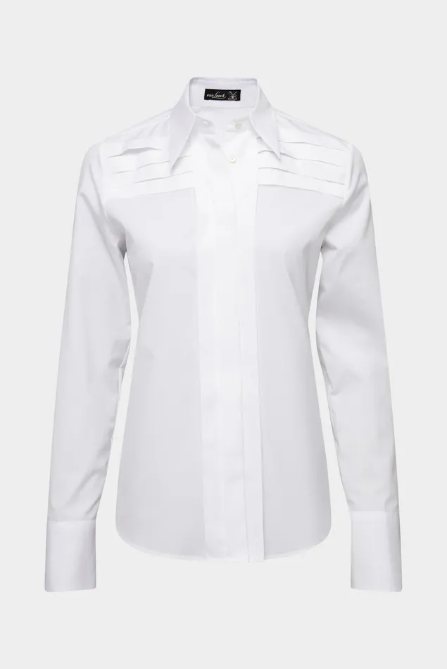 Van Laack Festive Blouses Women Poplin Shirt Blouse With Pleated Details