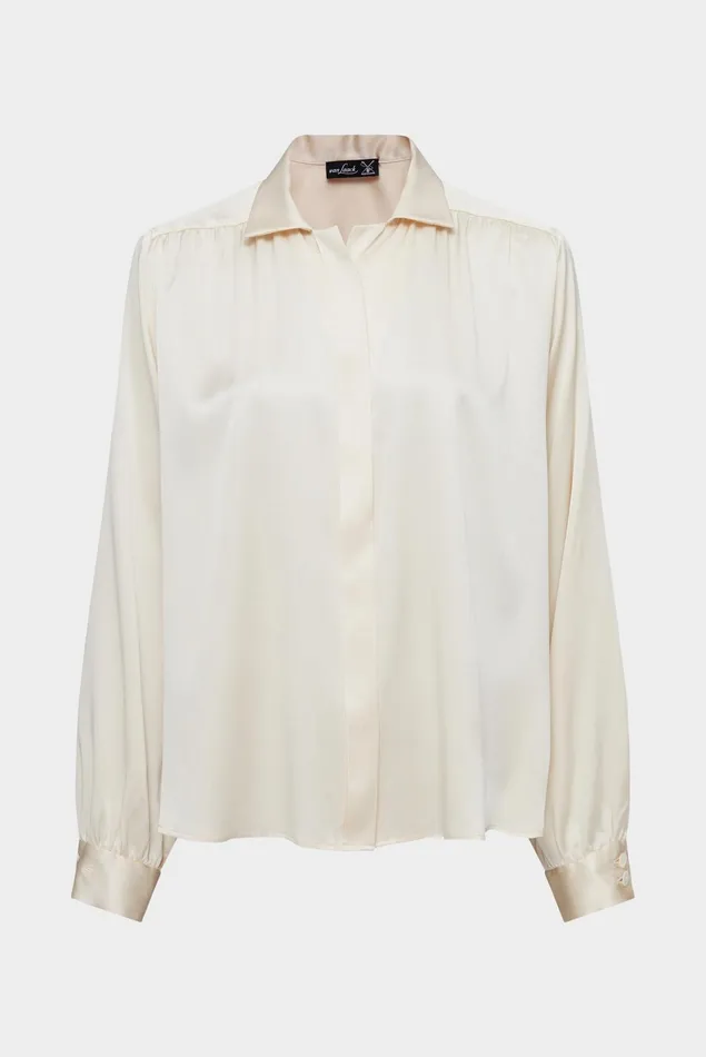 Van Laack Festive Blouses Women Stretched Silk Twill Blouse With Lapel Collar