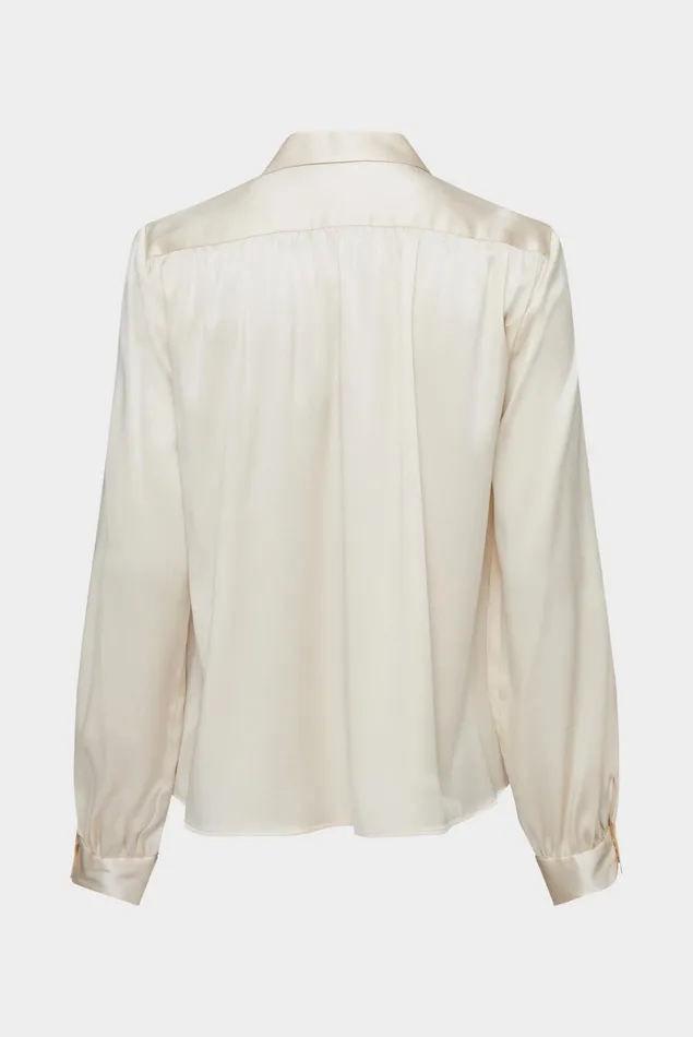 Van Laack Festive Blouses Women Stretched Silk Twill Blouse With Lapel Collar Van Laack Festive Blouses Women Stretched Silk Twill Blouse With Lapel Collar