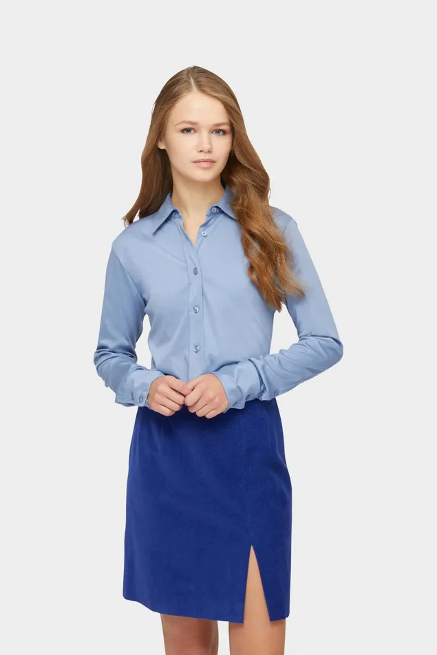 Van Laack Jersey Blouses Women Swiss Cotton Jersey Shirt Blouse Petrol
