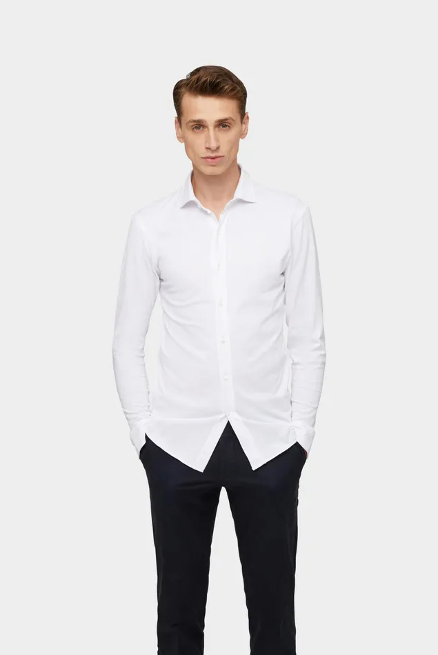 Van Laack Jersey Shirts Men Jersey Shirt Urban Look Slim Fit White