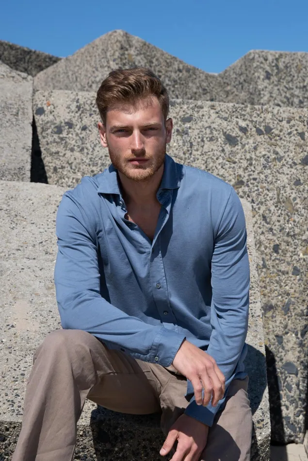 Van Laack Jersey Shirts Men Shirt In Long Staple Cotton Blue