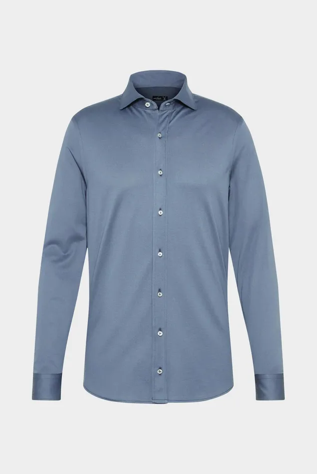 Van Laack Jersey Shirts Men Shirt In Long Staple Cotton Blue