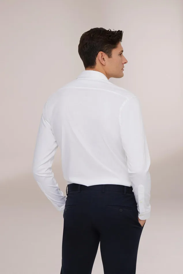 Van Laack Jersey Shirts Men Swiss Cotton Jersey Shirt Tailor Fit White Van Laack Jersey Shirts Men Swiss Cotton Jersey Shirt Tailor Fit White