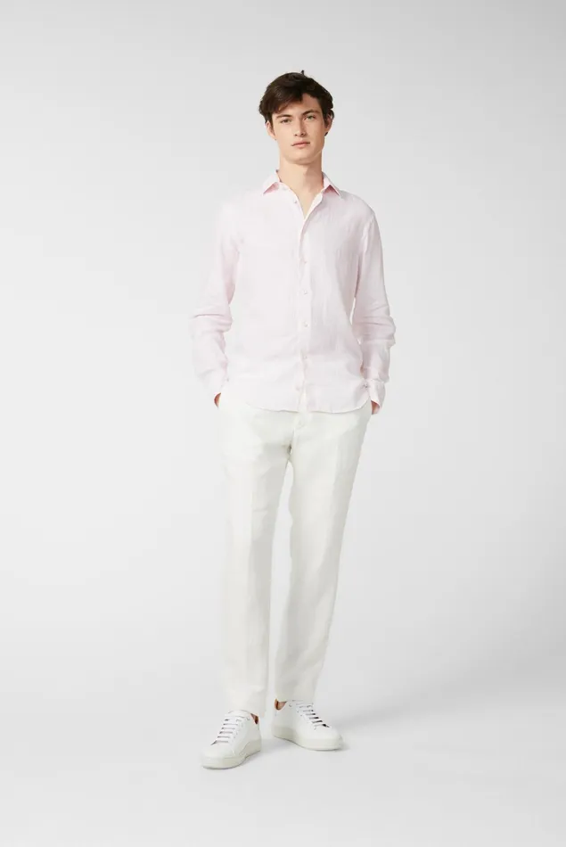 Van Laack Linen Shirts Men Striped Linen Shirt Redpink Van Laack Linen Shirts Men Striped Linen Shirt Redpink