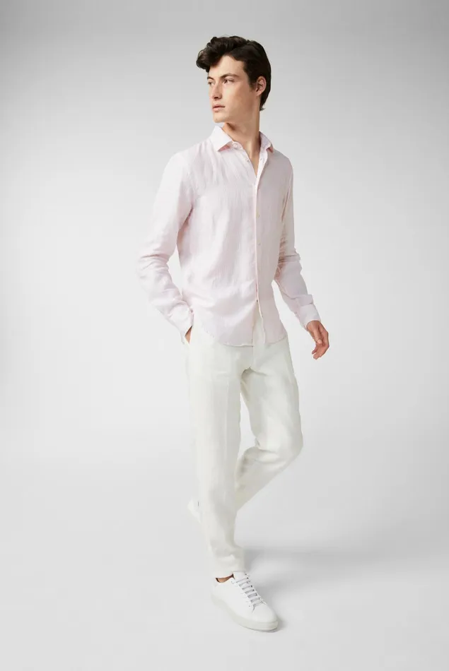 Van Laack Linen Shirts Men Striped Linen Shirt Redpink Van Laack Linen Shirts Men Striped Linen Shirt Redpink