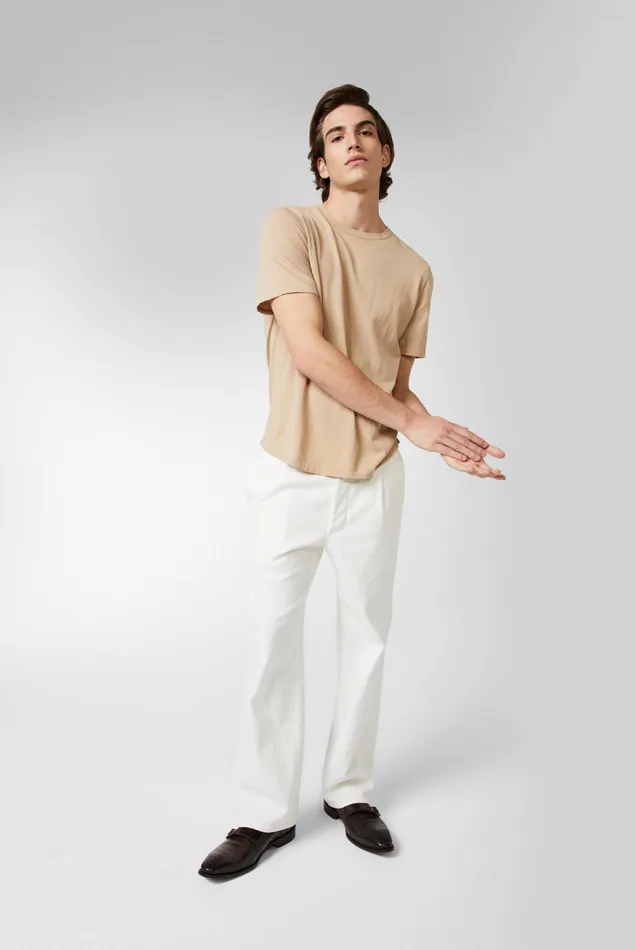Van Laack TShirts Men Knittted Air Cotton Tshirt Beige Van Laack TShirts Men Knittted Air Cotton Tshirt Beige