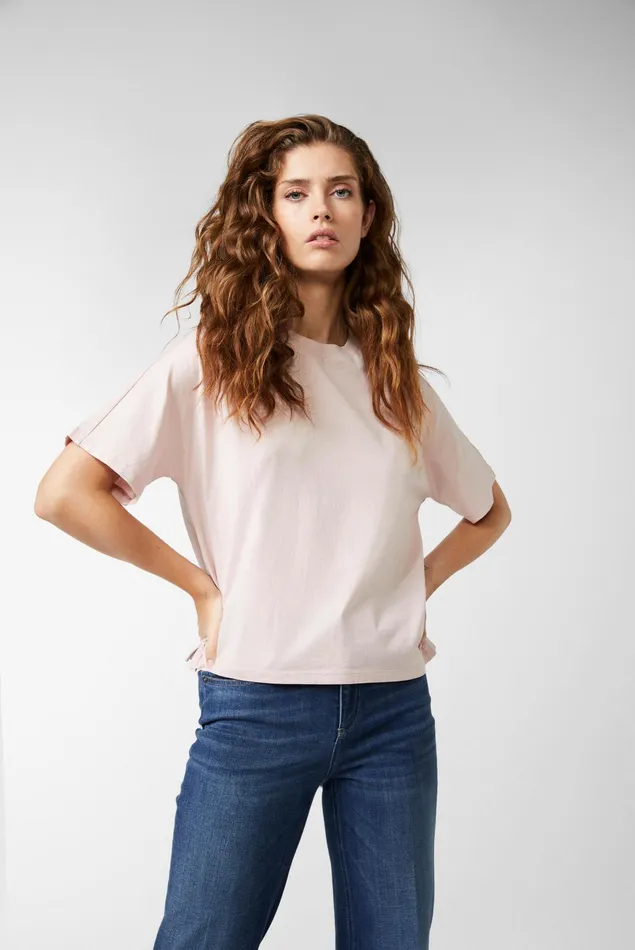 Van Laack Tops and TShirts Women Mola 8211 Boxy Tshirt Half Sleeves Straight Cut Long Staple Cotton Jersey