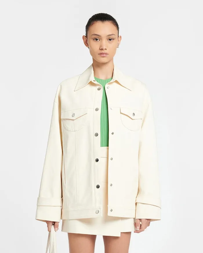Varisa Twill Jacket Creme Women Nanushka Jackets and Blazers