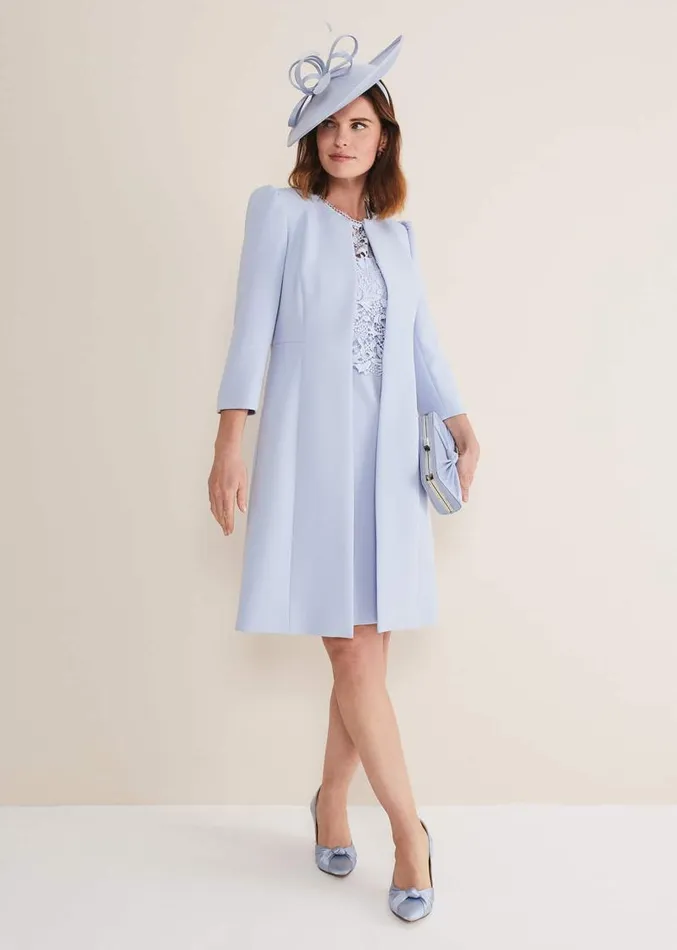 Venita Bow Long Jacket Light Cornflower Women Phase Eight Jackets
