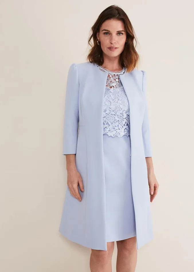 Venita Bow Long Jacket Light Cornflower Women Phase Eight Jackets