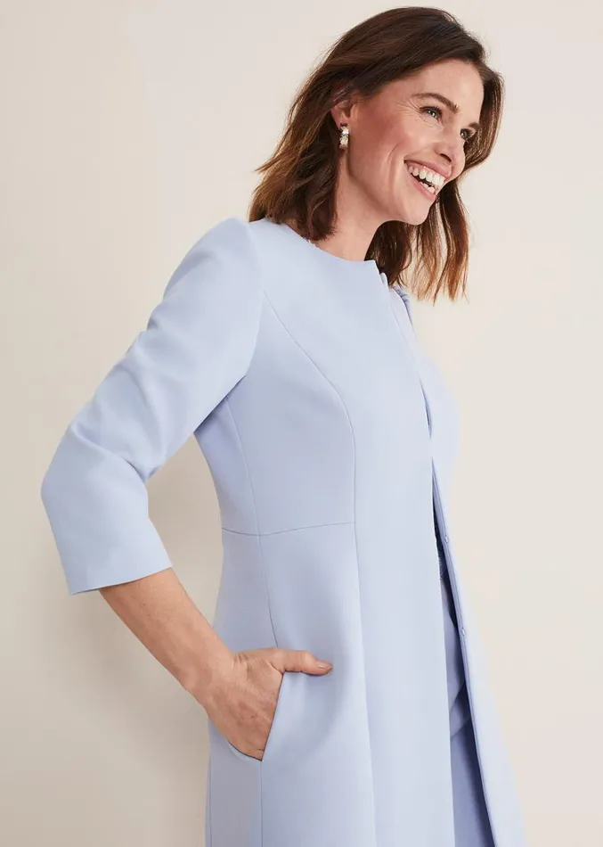 Venita Bow Long Jacket Light Cornflower Women Phase Eight Jackets