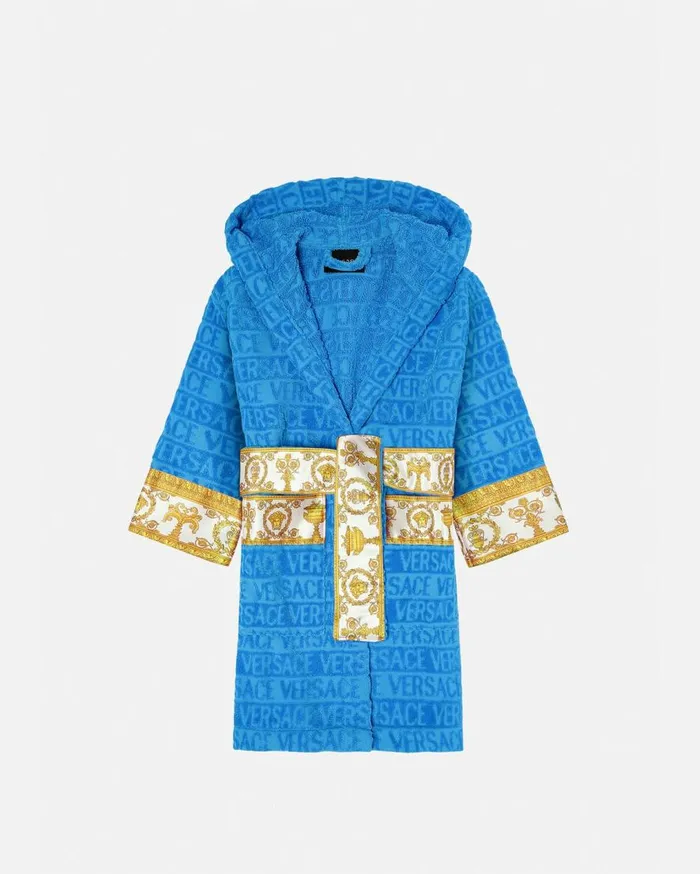 Versace Accessories I Baroque Kids Bathrobe Light Blue 8211 Children